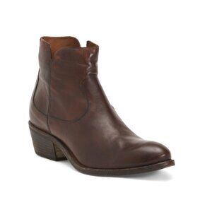 OROSCURO Brown Made In Italy Leather Heeled Booties